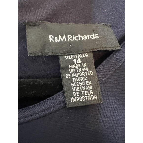 R&M RICHARDS Maxi Dress Gown Navy Blue Stretch Knit Ruffle Sequins Sz 14 Evening - Picture 8 of 12